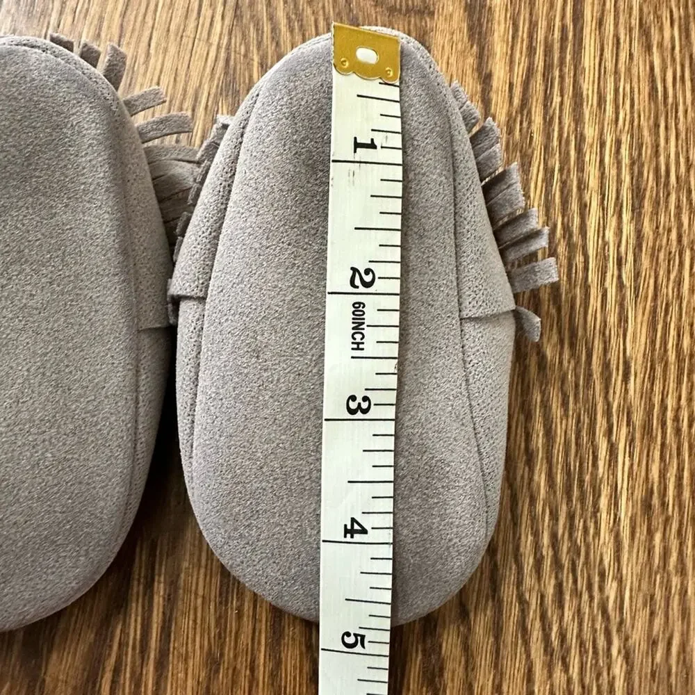 Baby moccasins grey, size 9-12M